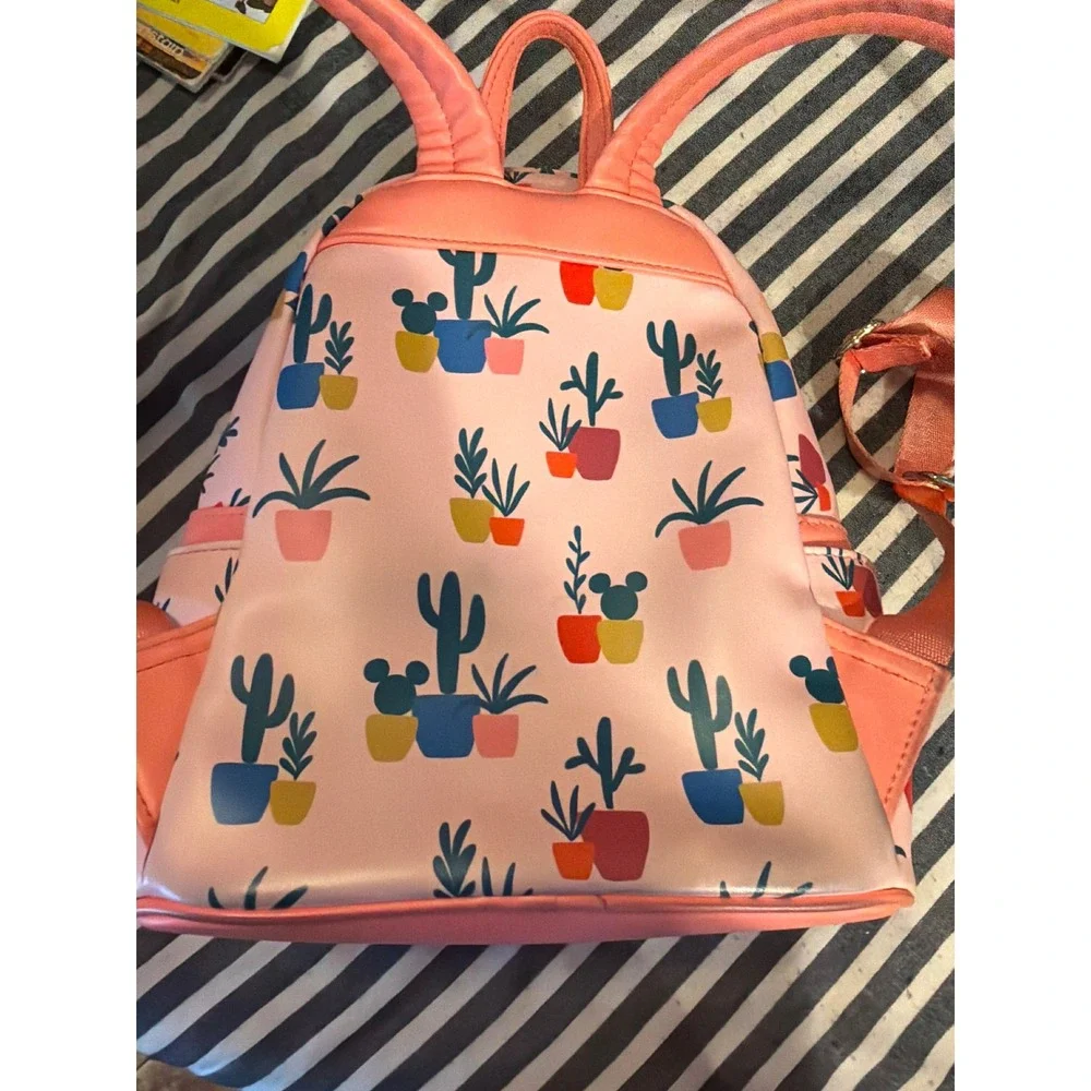 Disney Loungefly Mickey Mouse Desert Cactus Succulent Pink Mini Backpack 2021